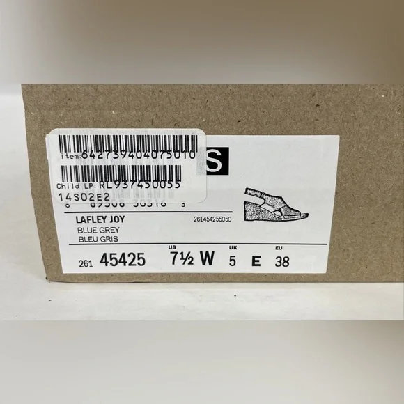 Clarks Women’s Lafley Joy Blue Grey Leather Wedge Strap Sandals Size 7.5W NEW - Picture 8 of 8